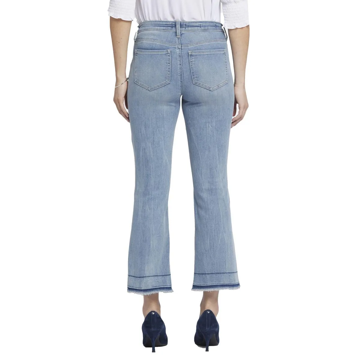 NYDJ Womens Barbara Frayed Hem Denim Bootcut Jeans