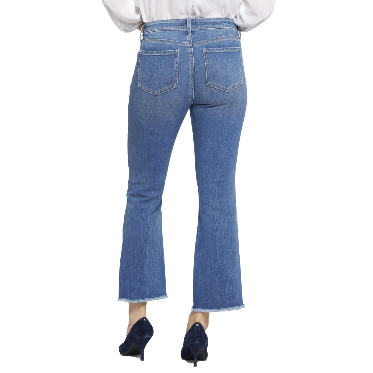 NYDJ Womens Barbara Frayed Hem Denim Bootcut Jeans