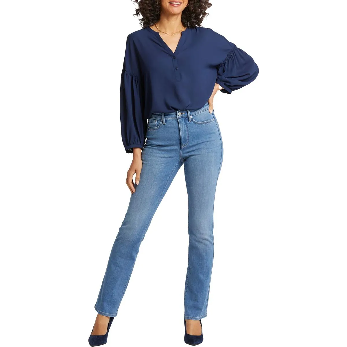 NYDJ Womens Billie  High Rise Slim Fit Bootcut Jeans