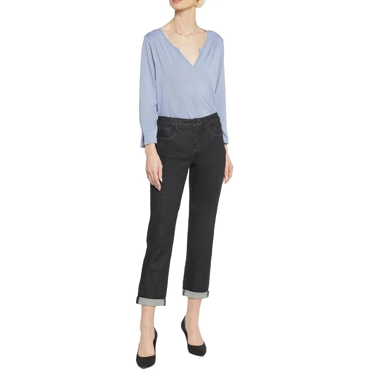NYDJ Womens Margot Girlfriend Tummy Slimming Denim Skinny Jeans