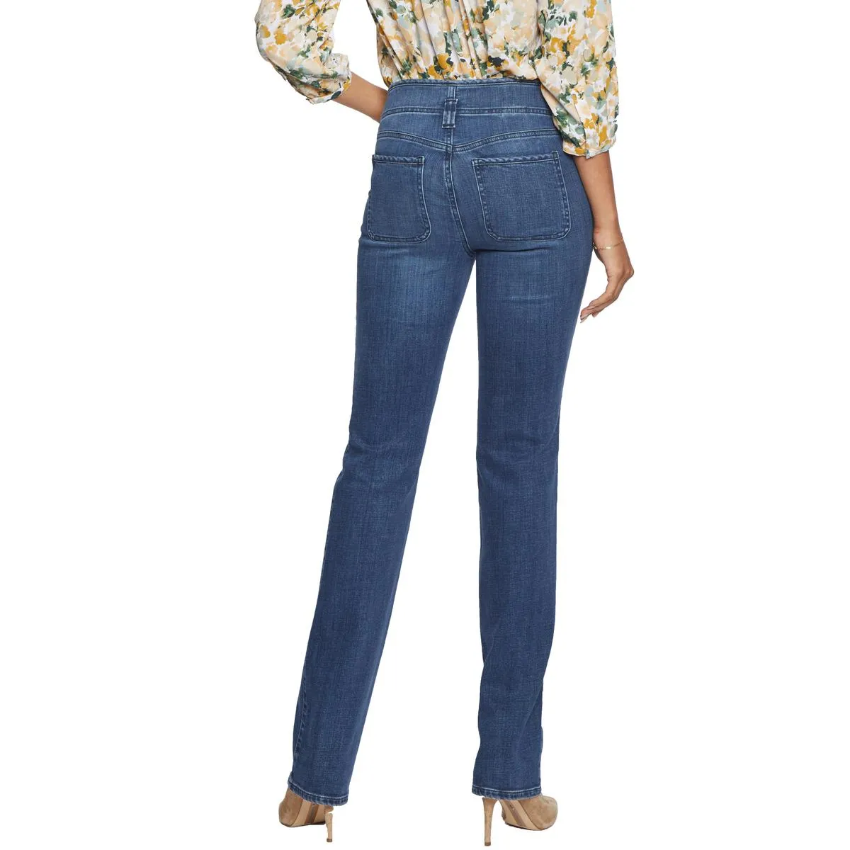 NYDJ Womens Marilyn High Rise Dark Wash Straight Leg Jeans