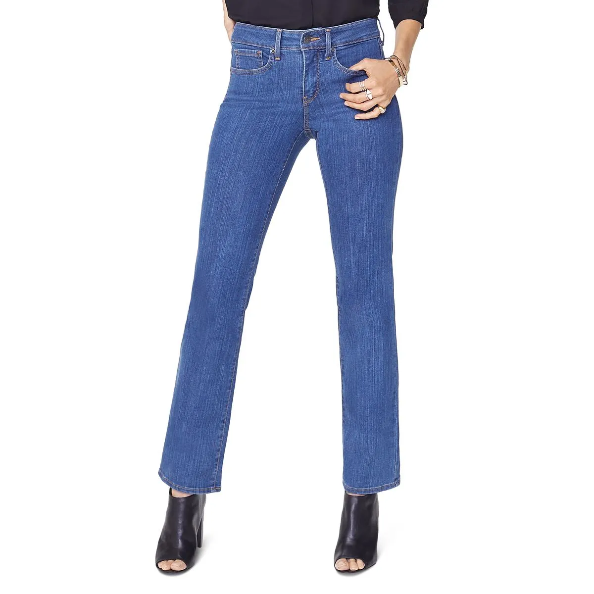 NYDJ Womens Marilyn High Rise Denim Straight Leg Jeans