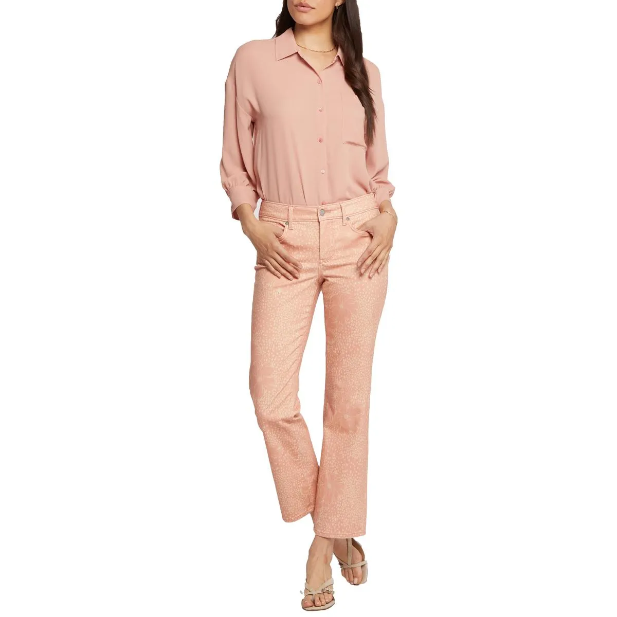 NYDJ Womens Marilyn Mid-Rise Ankle Straight Leg Jeans
