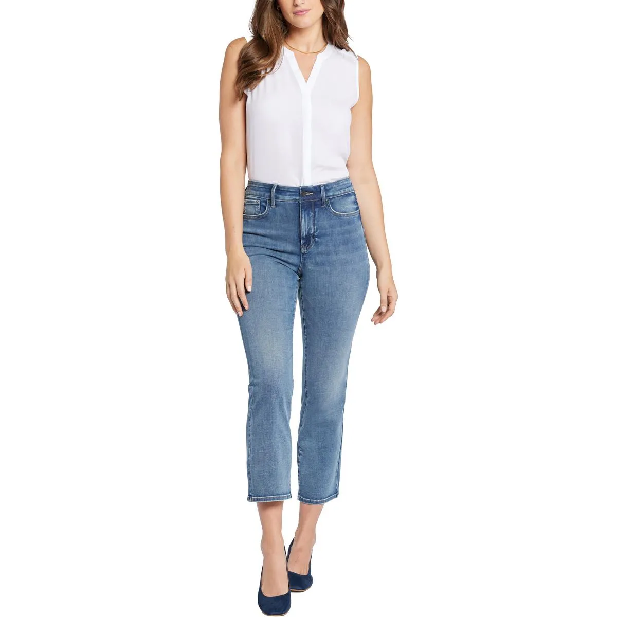 NYDJ Womens Marilyn Pocket Denim Straight Leg Jeans