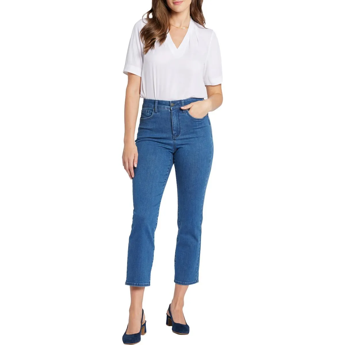 NYDJ Womens Marilyn Pocket Denim Straight Leg Jeans