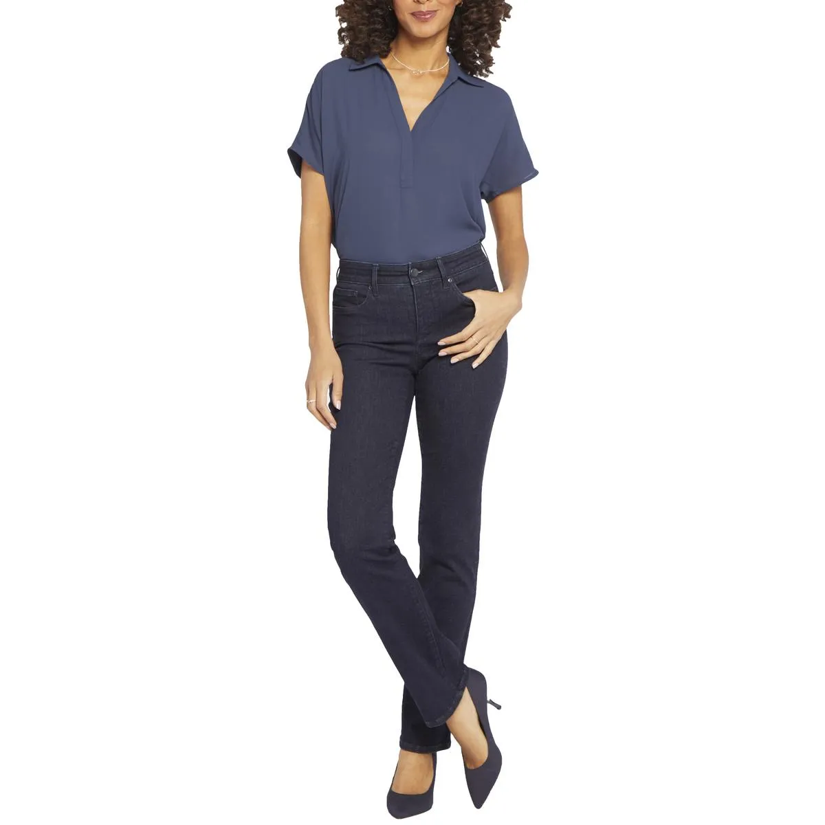 NYDJ Womens Marilyn Tummy Slimming Denim Straight Leg Jeans
