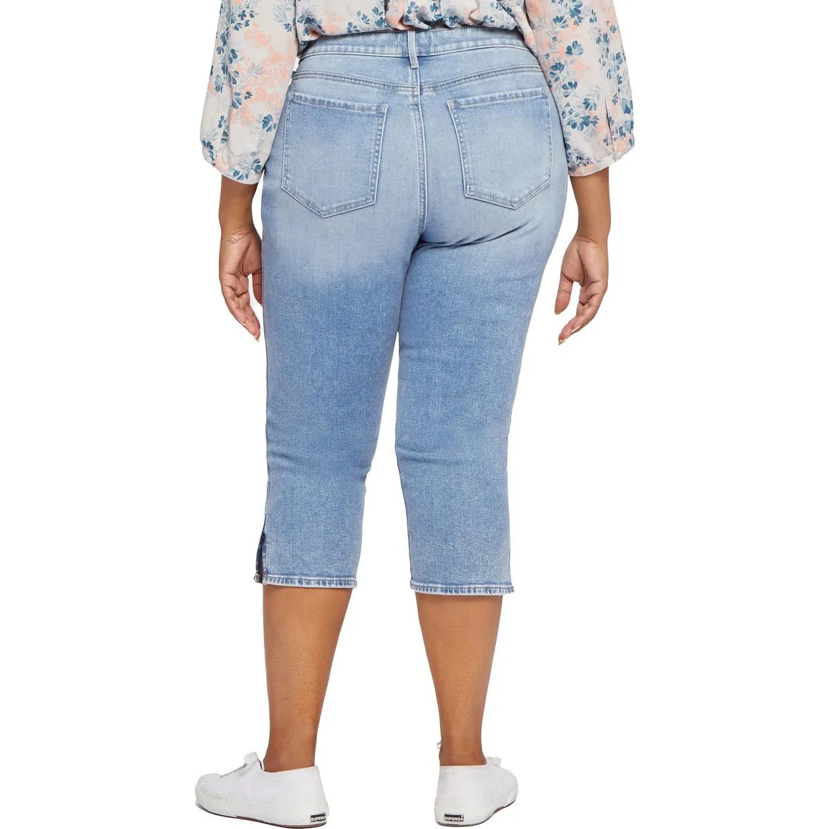 NYDJ Womens Plus Chloe Crop Denim Capri Jeans