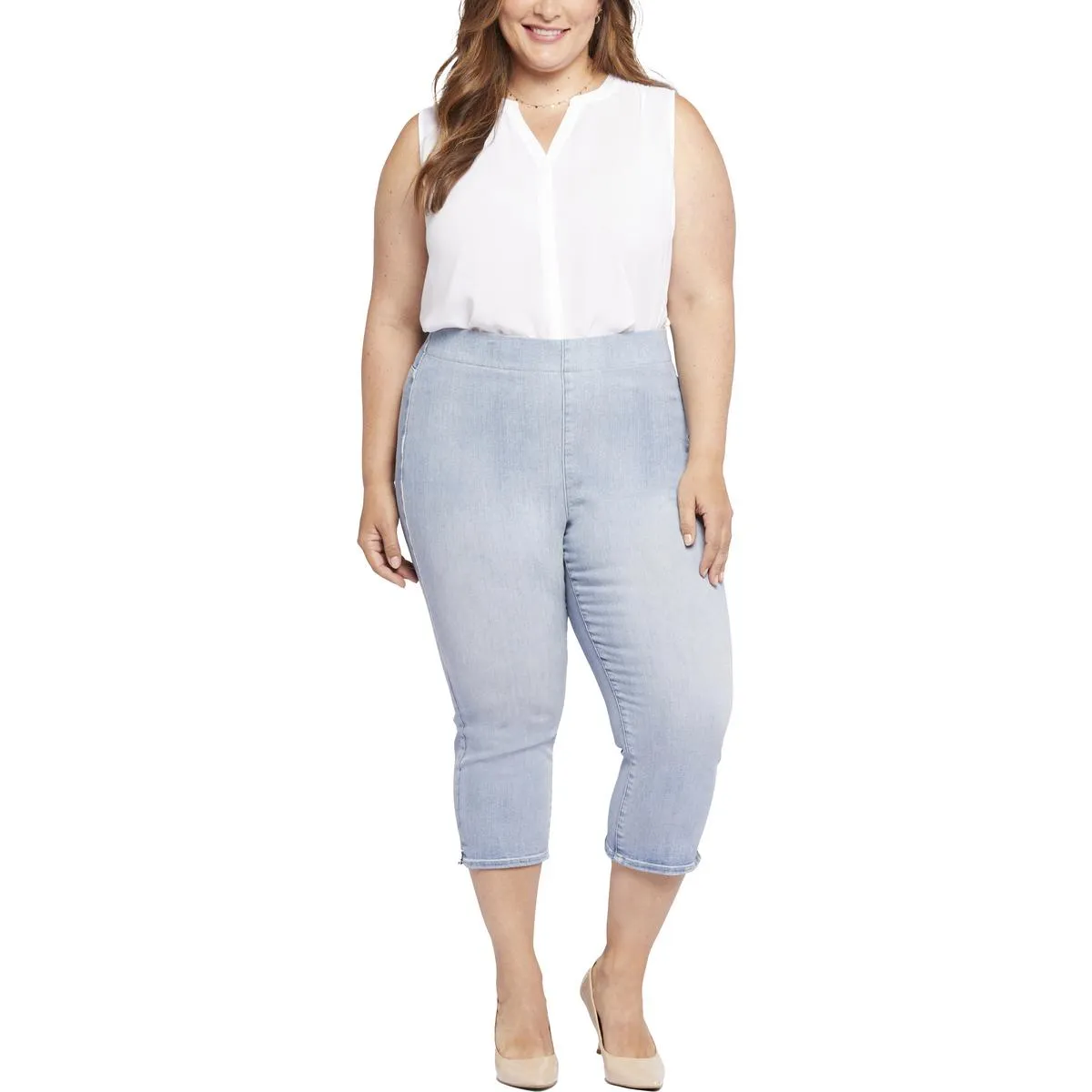 NYDJ Womens Plus Denim Cotton Cropped Jeans