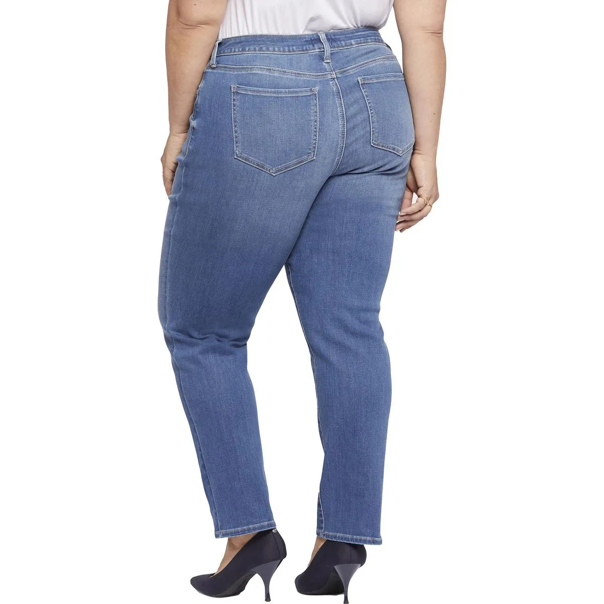 NYDJ Womens Plus Emma Stretch Denim Slim Jeans