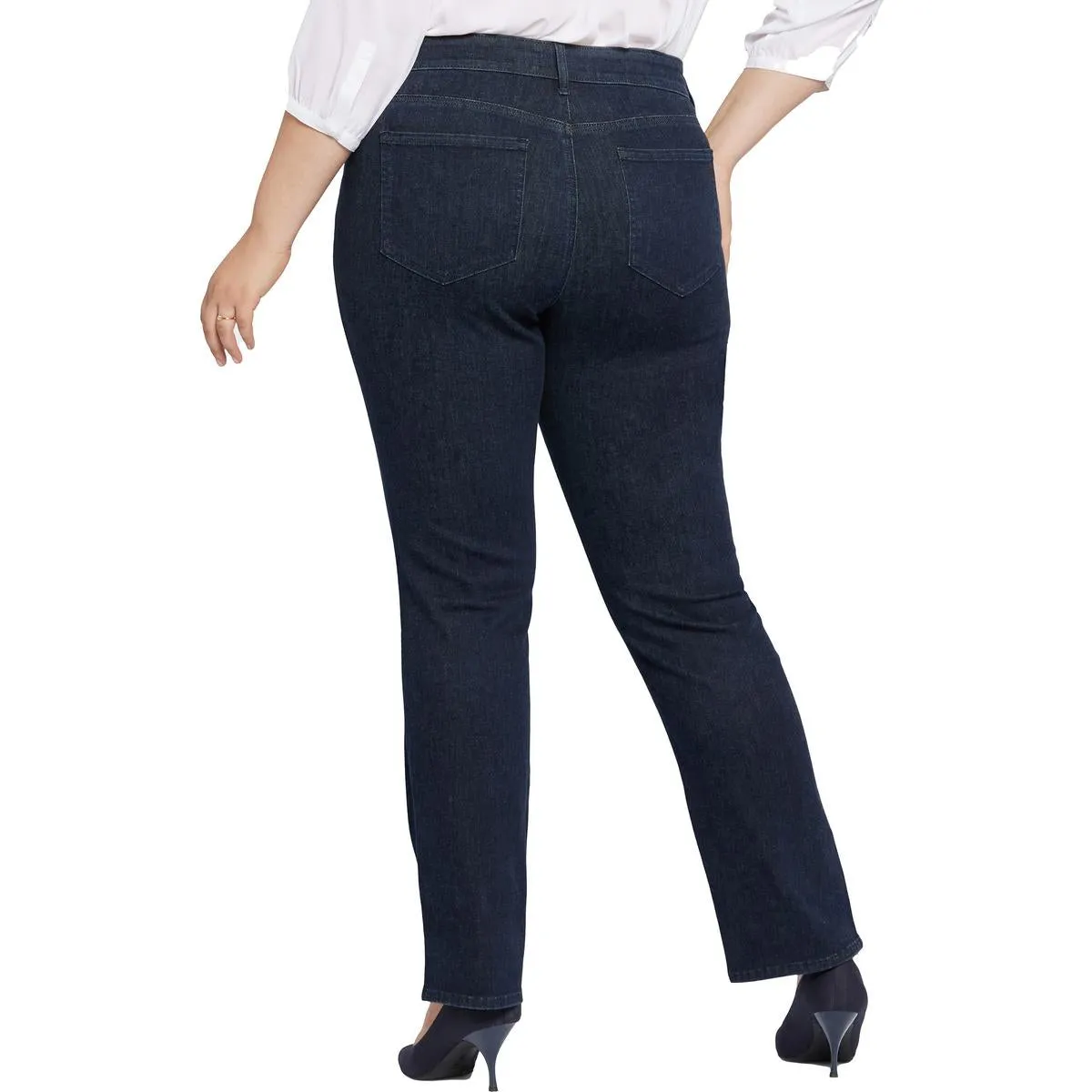 NYDJ Womens Plus Marilyn Stretch Denim Straight Leg Jeans