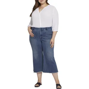 NYDJ Womens Plus Patchie Major High-Waist Cotton Capri Jeans