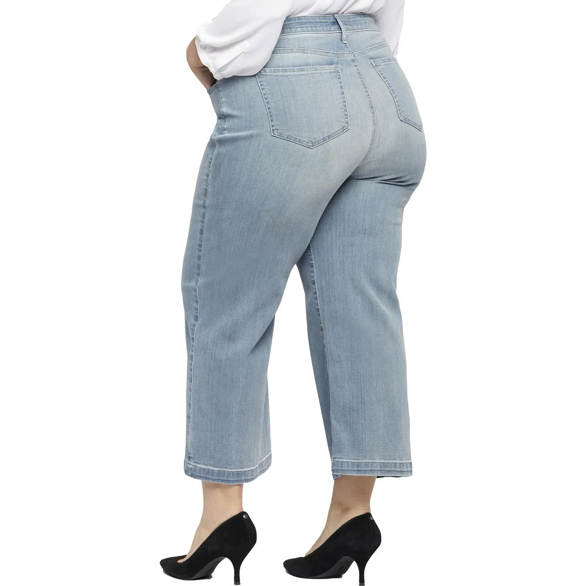 NYDJ Womens Plus Teresa Denim Wide Leg Jeans