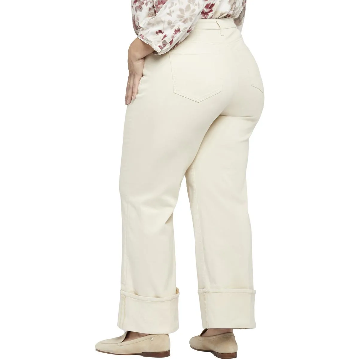NYDJ Womens Teresa Cuffed Denim Wide Leg Jeans