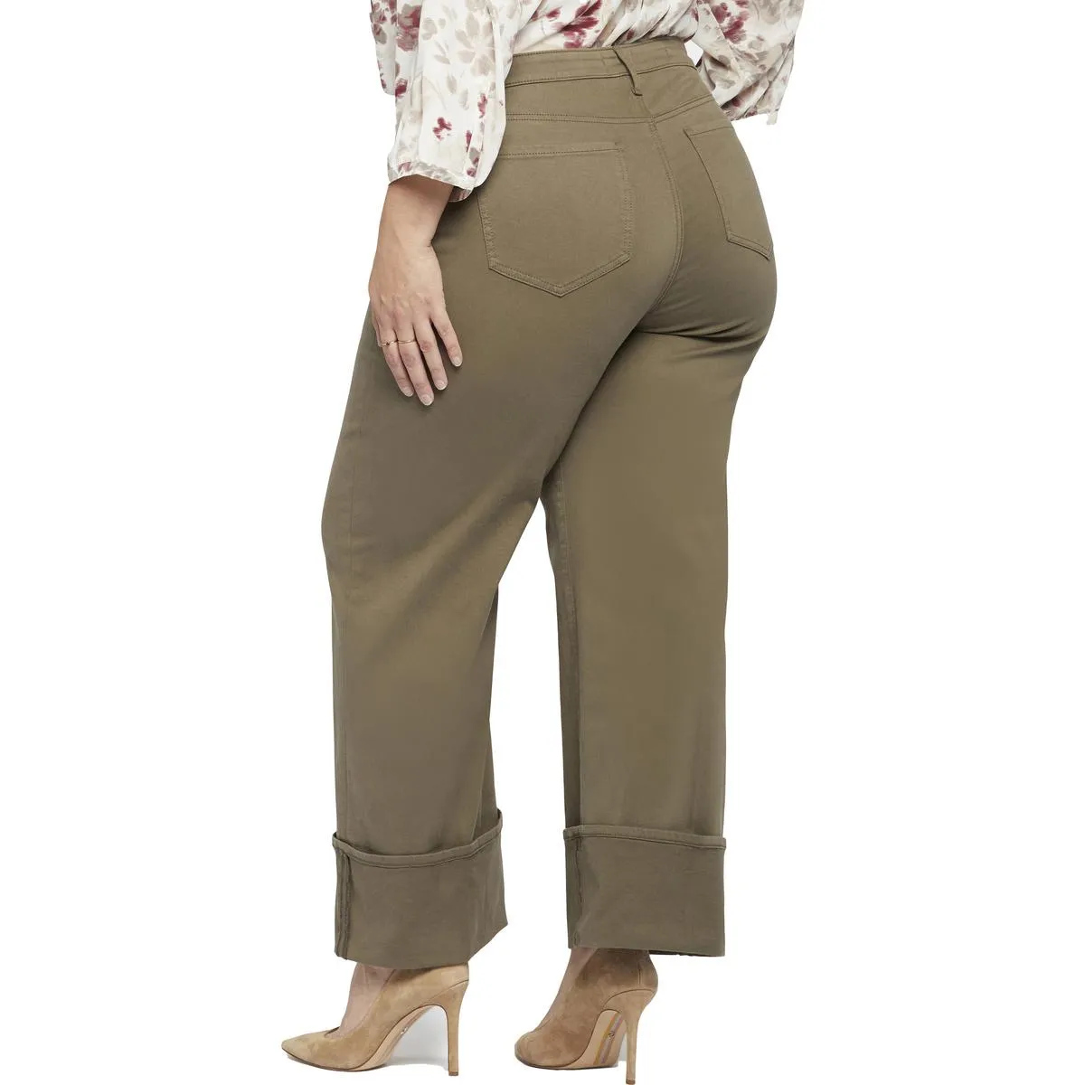 NYDJ Womens Teresa Cuffed Denim Wide Leg Jeans