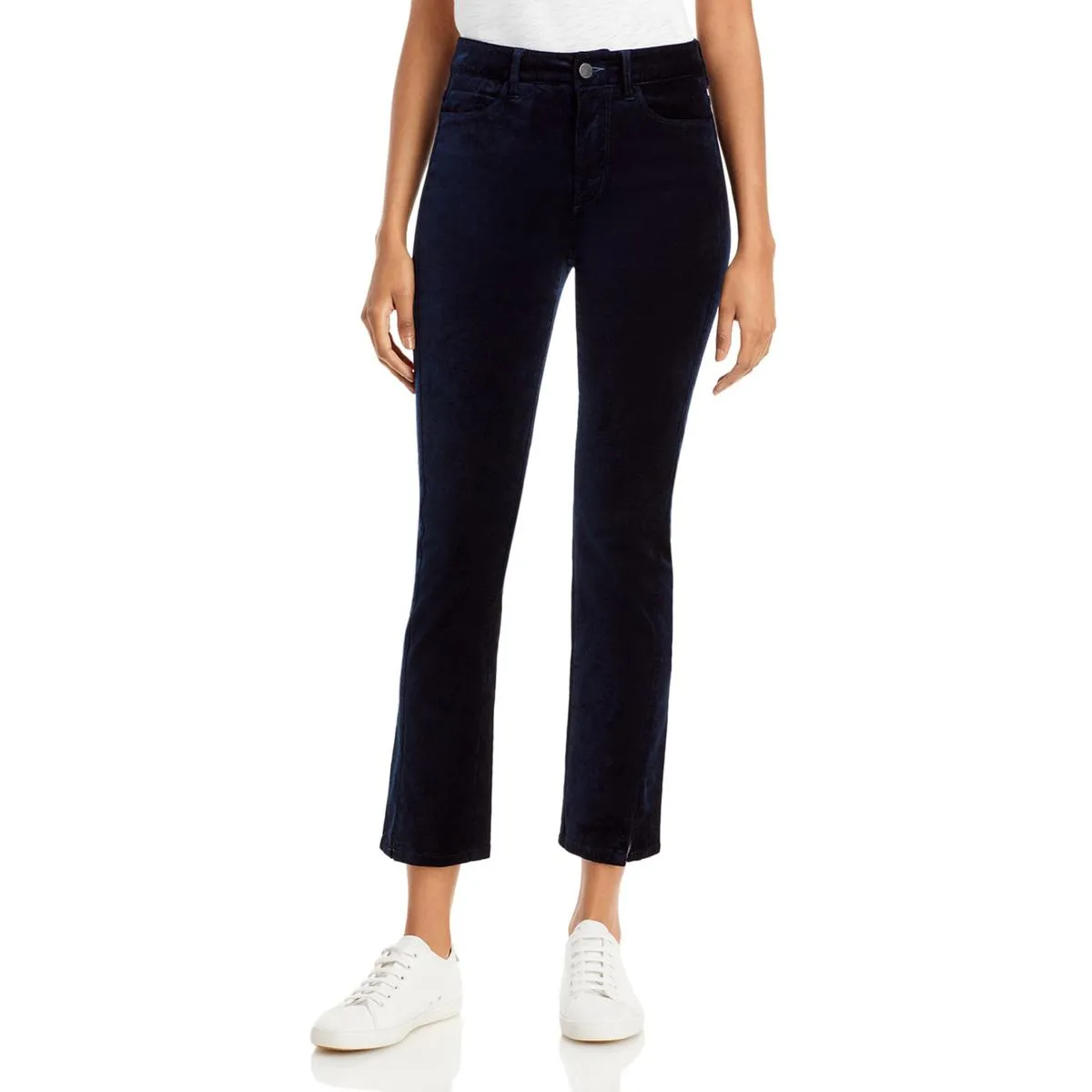Paige Womens Cindy Crop Velvet Straight Leg Jeans