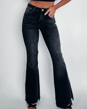 Phoenix Slit Flare Jeans- Black