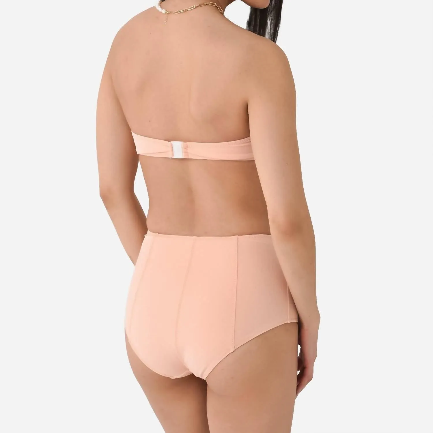 Poppy High Waisted Bikini Set In Coral Crepe
