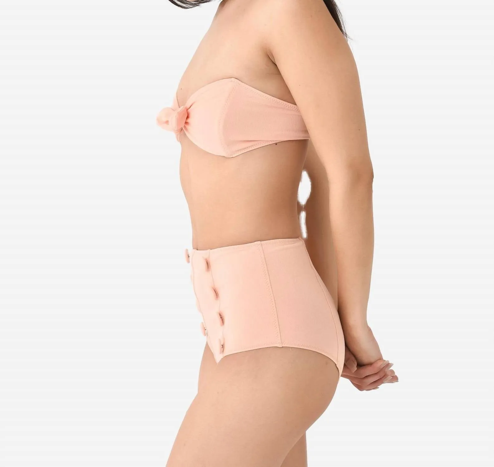 Poppy High Waisted Bikini Set In Coral Crepe