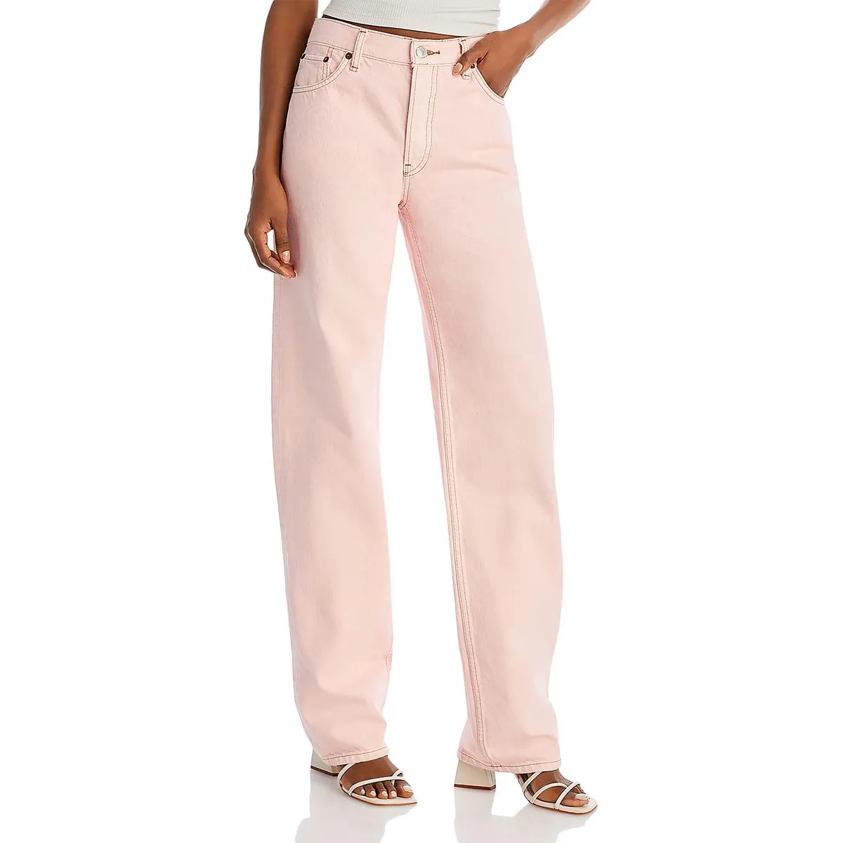 RE/DONE Womens Cotton Colored Straight Leg Jeans