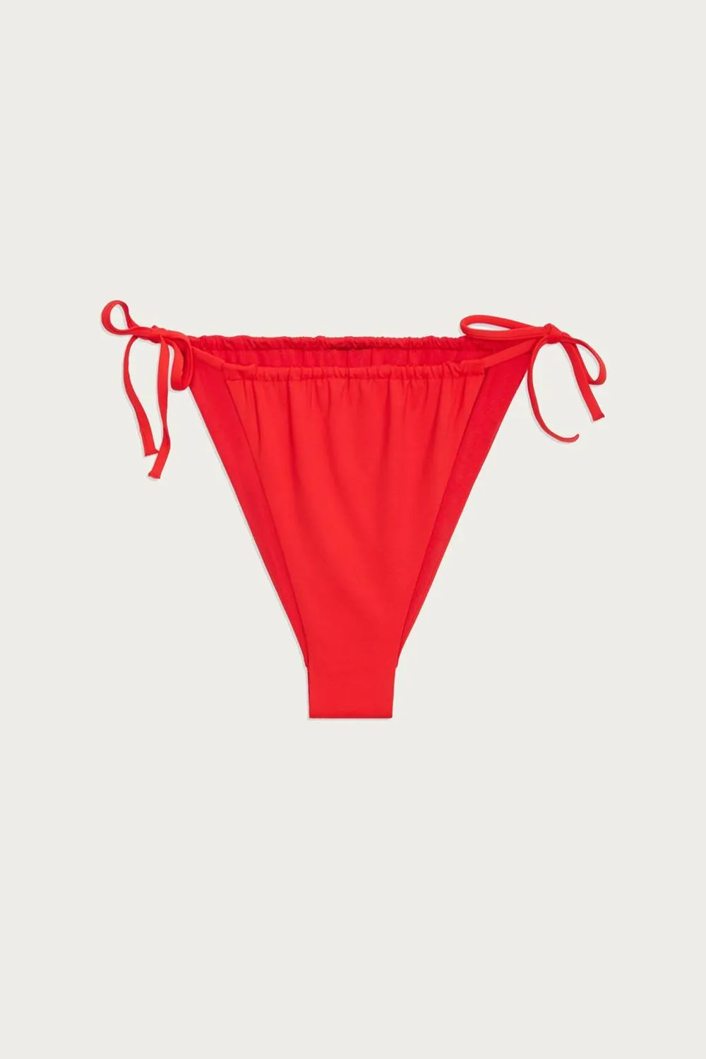 Ruched String Bikini Bottom In Ruby