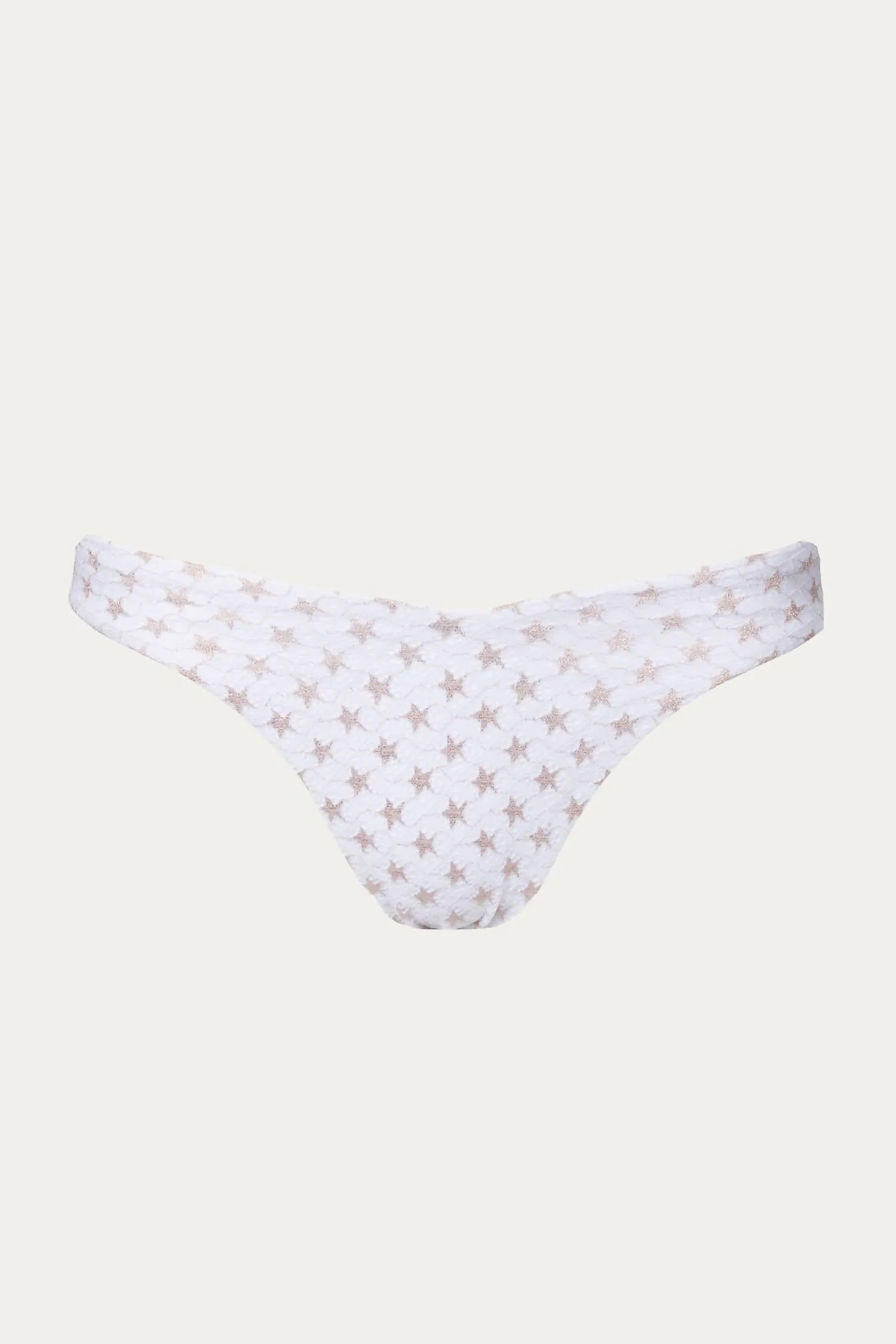 Sarah Printed Lace Bikini Bottom In White/gold