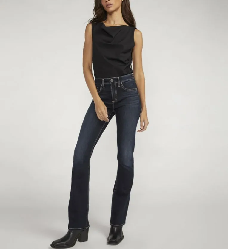 Silver Avery High Rise Slim Bootcut