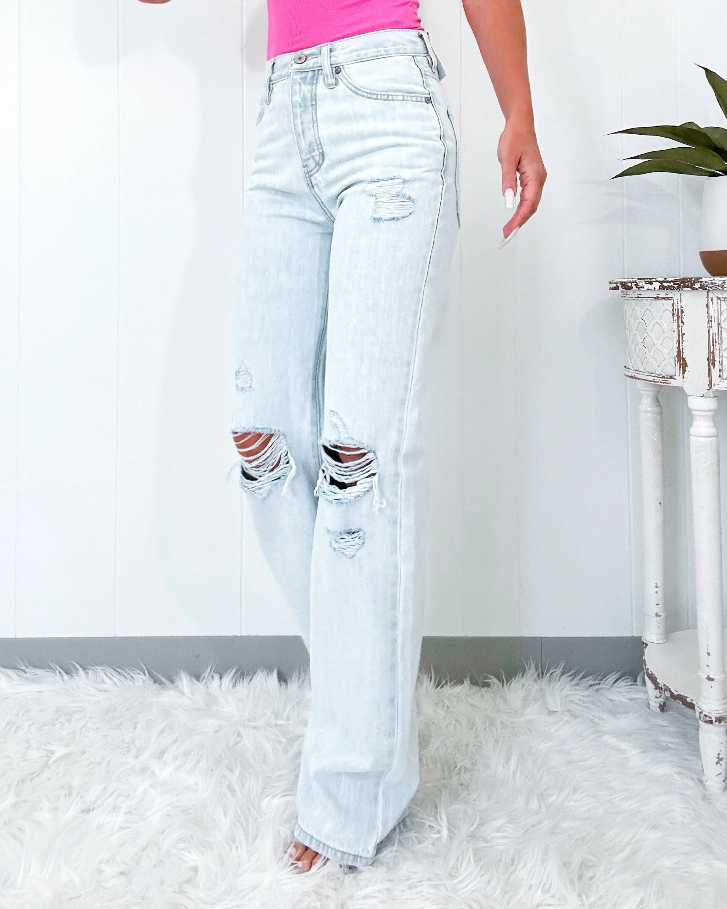 Slater 90's Wide Leg Flare Jeans - Light
