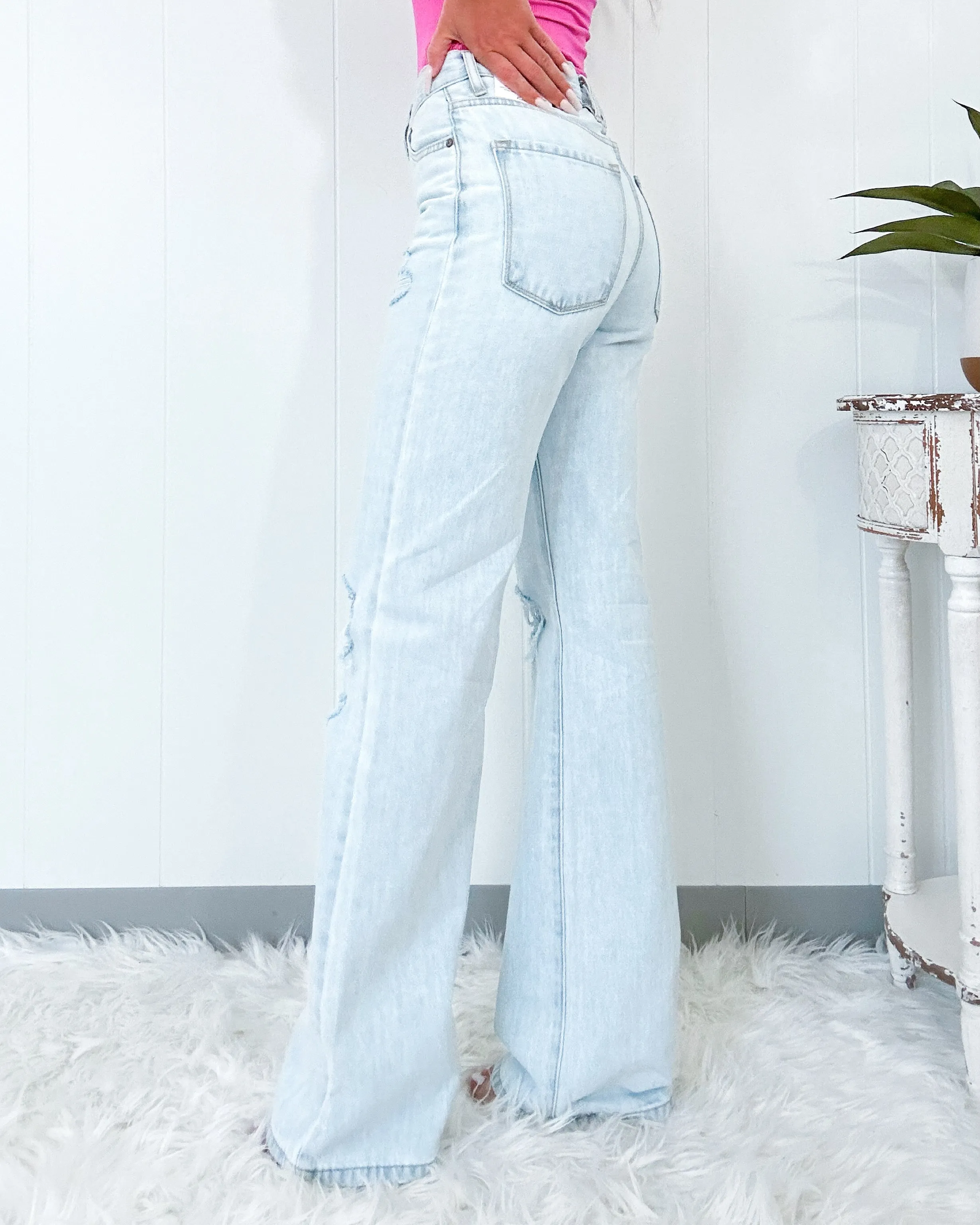 Slater 90's Wide Leg Flare Jeans - Light