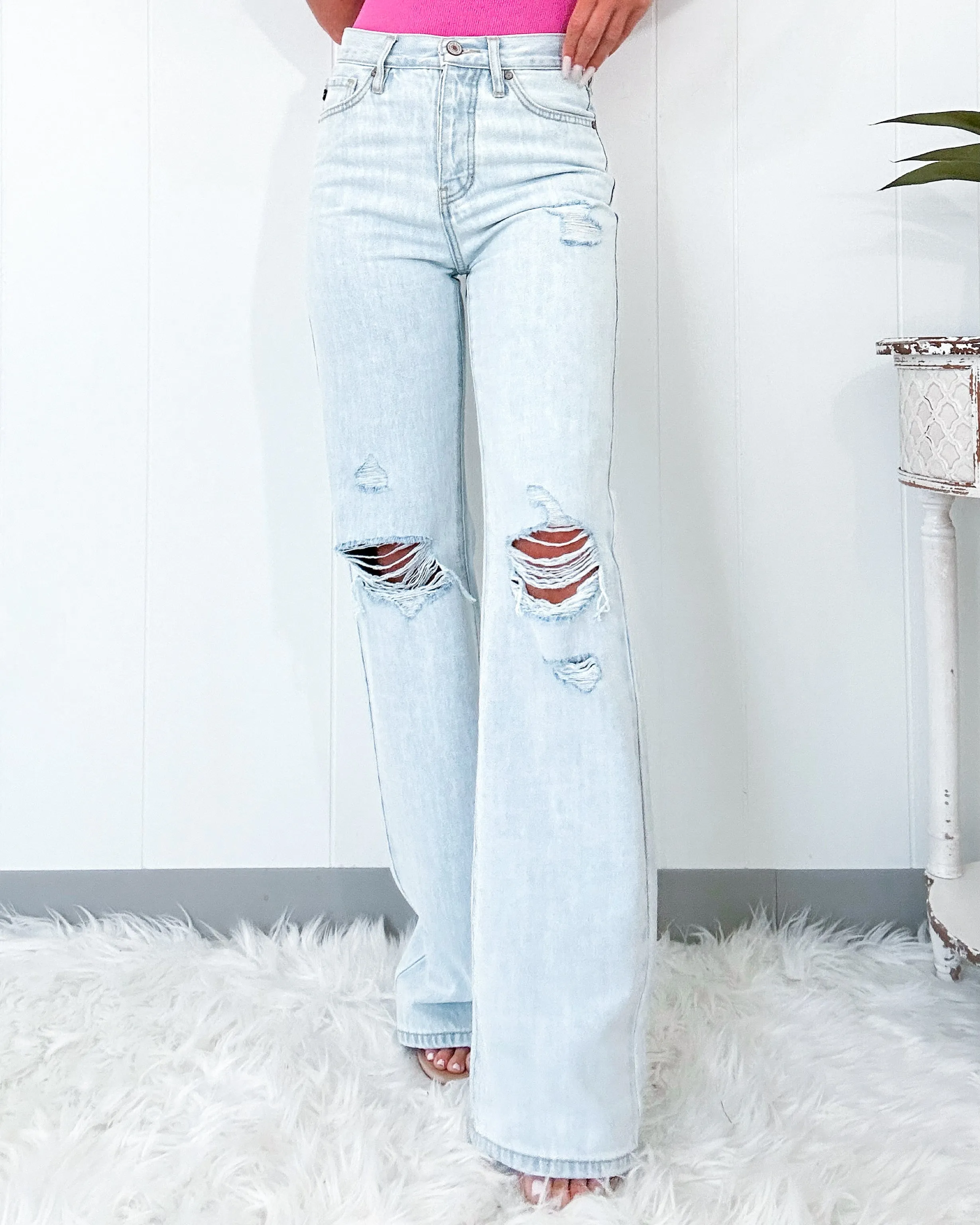 Slater 90's Wide Leg Flare Jeans - Light