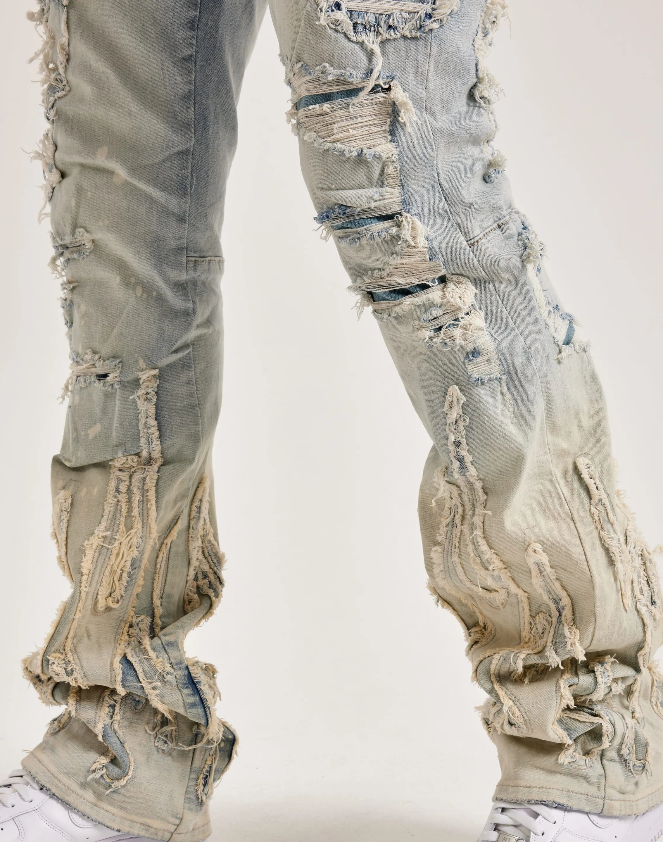 Smoke Rise Flame Rip & Repair Stacked Jeans