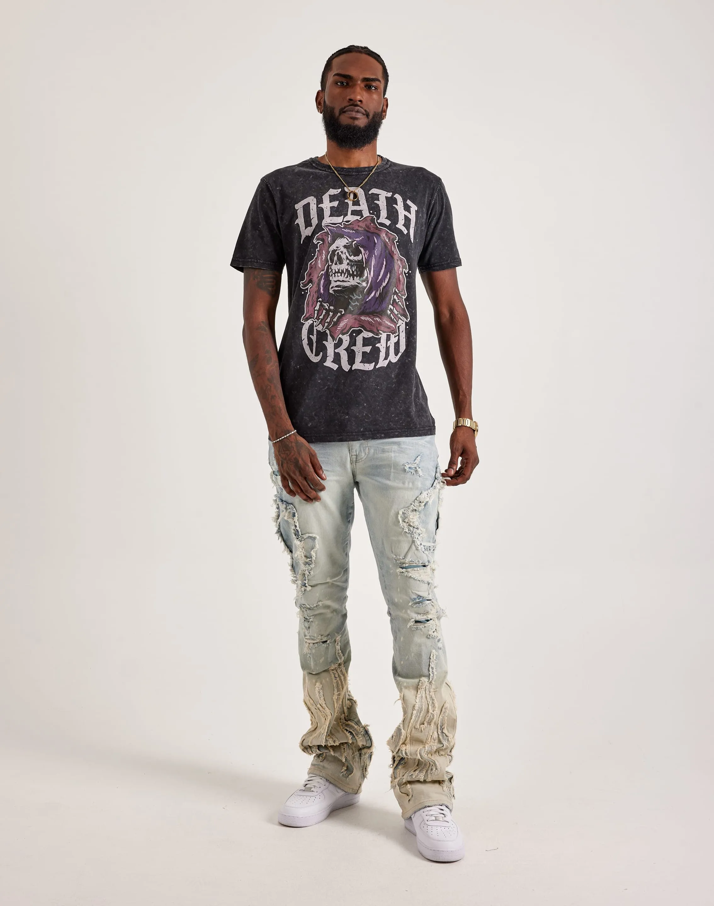 Smoke Rise Flame Rip & Repair Stacked Jeans