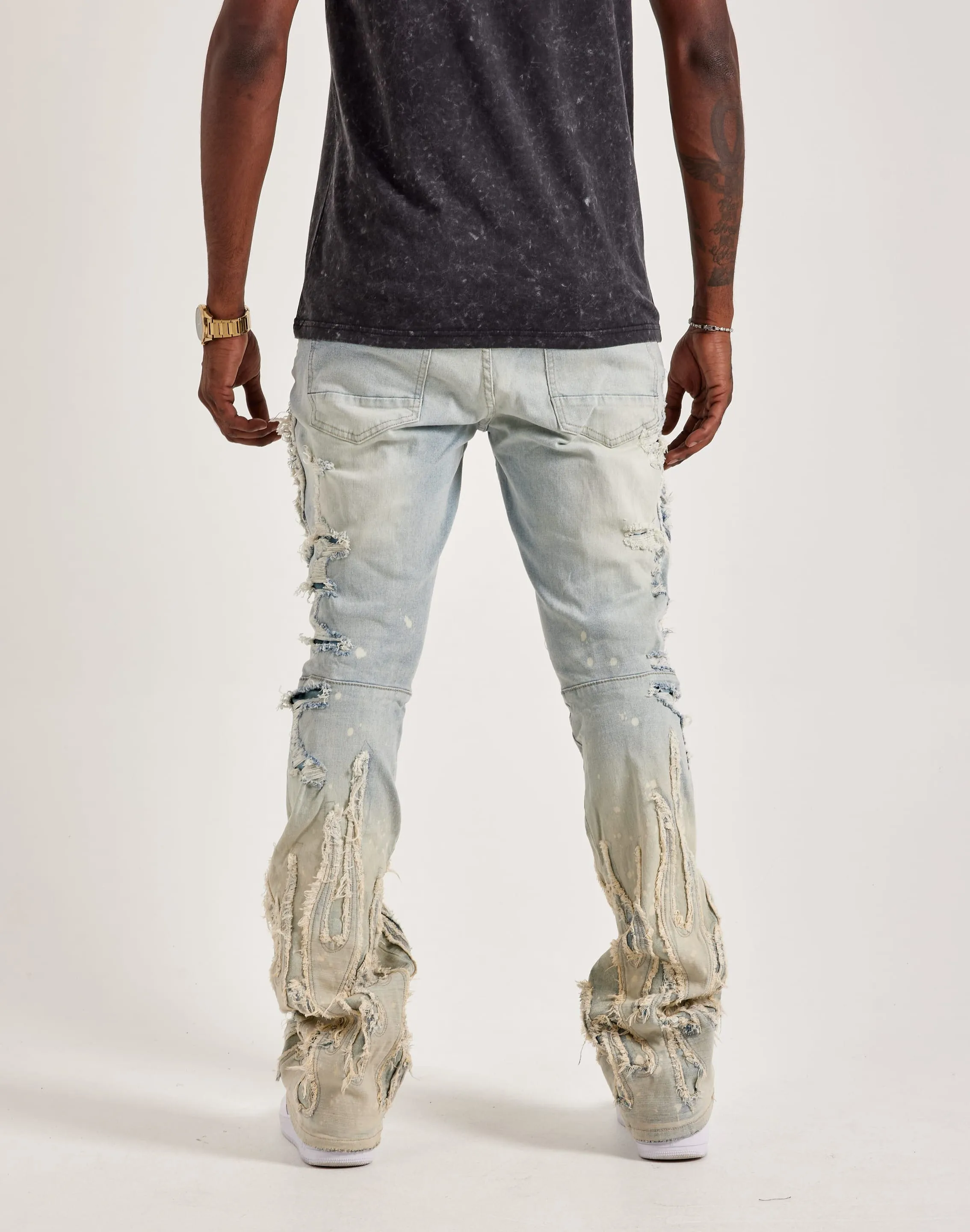 Smoke Rise Flame Rip & Repair Stacked Jeans