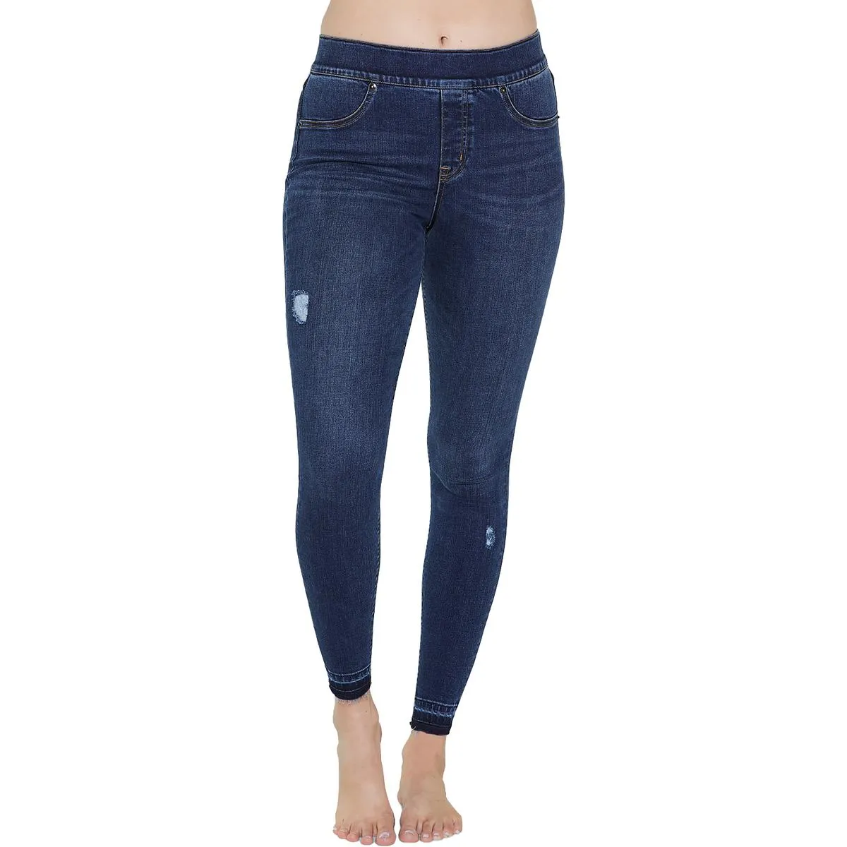 Spanx Womens Mid-Rise Distressed Jeggings