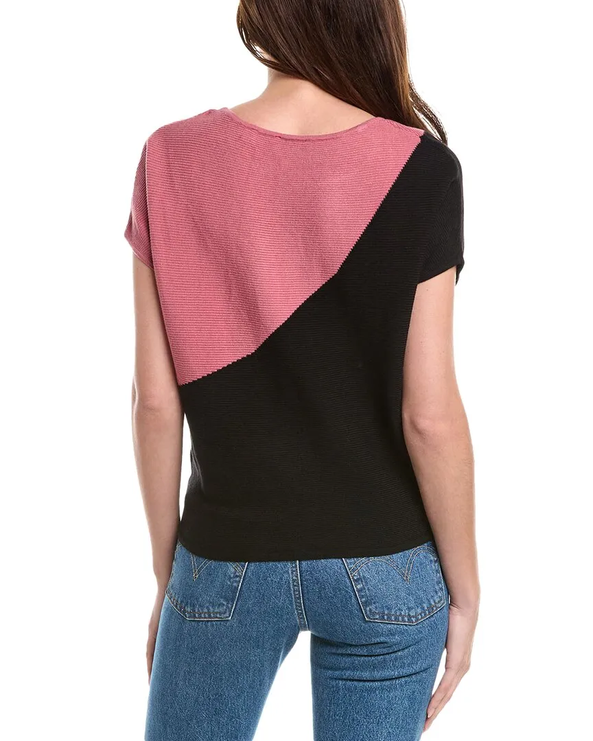 T Tahari Colorblock Rib Pullover