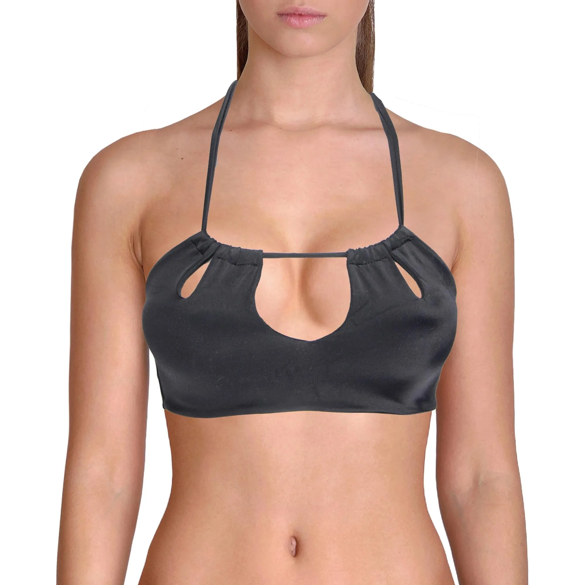 Tamarin Womens Halter Cut-Out Bikini Swim Top