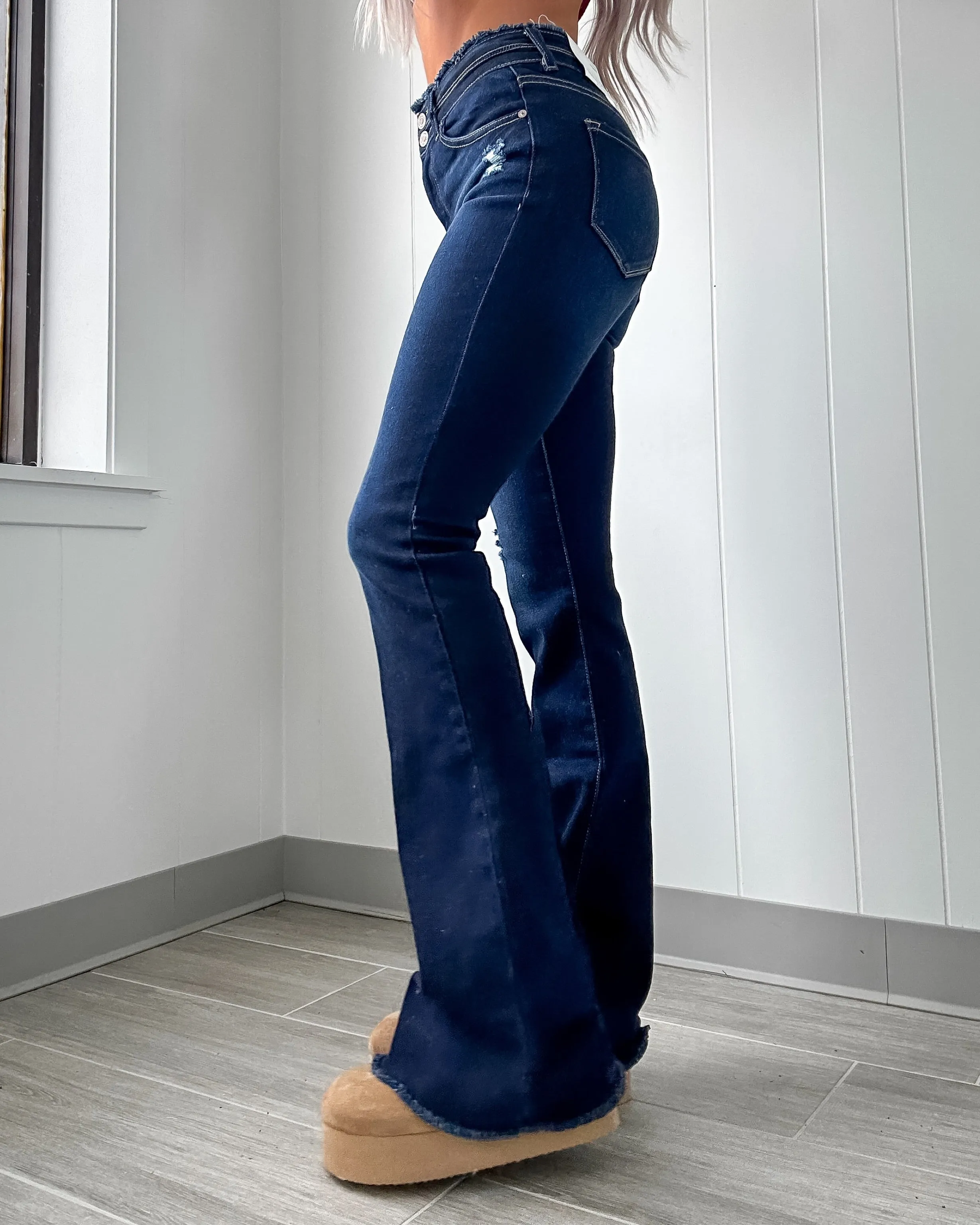 Trinity Frayed Hem Flare Jeans