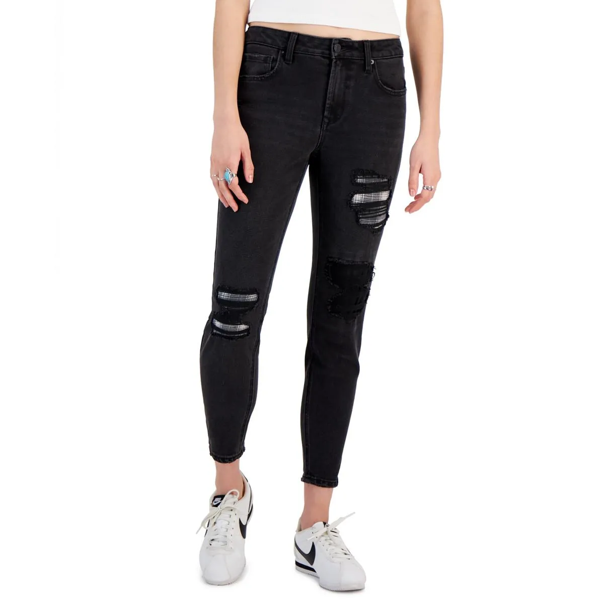 Vanilla Star Womens   Distressed High Rise Skinny Jeans