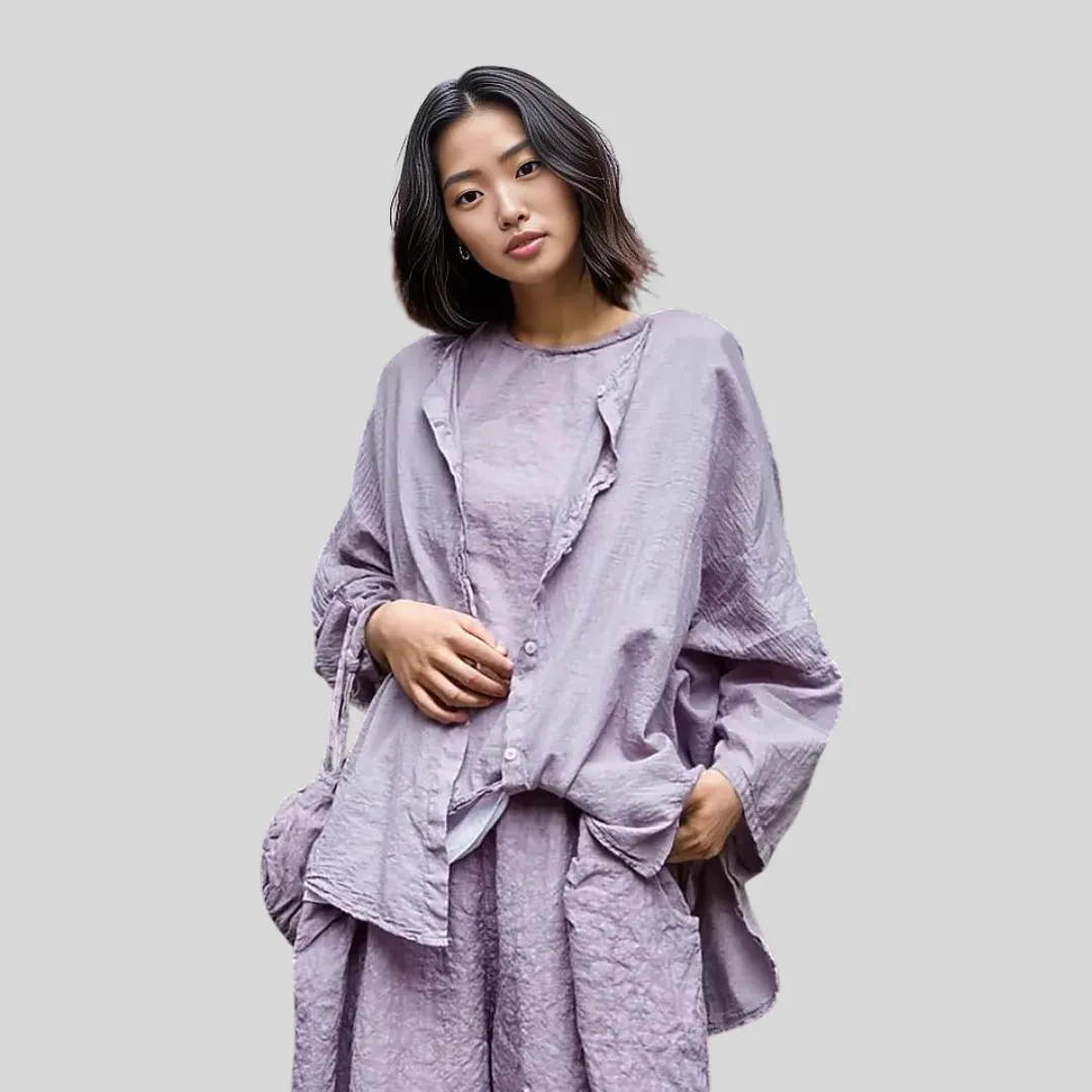 Vintage Fever Lilac Cotton Shirt-Blouse
