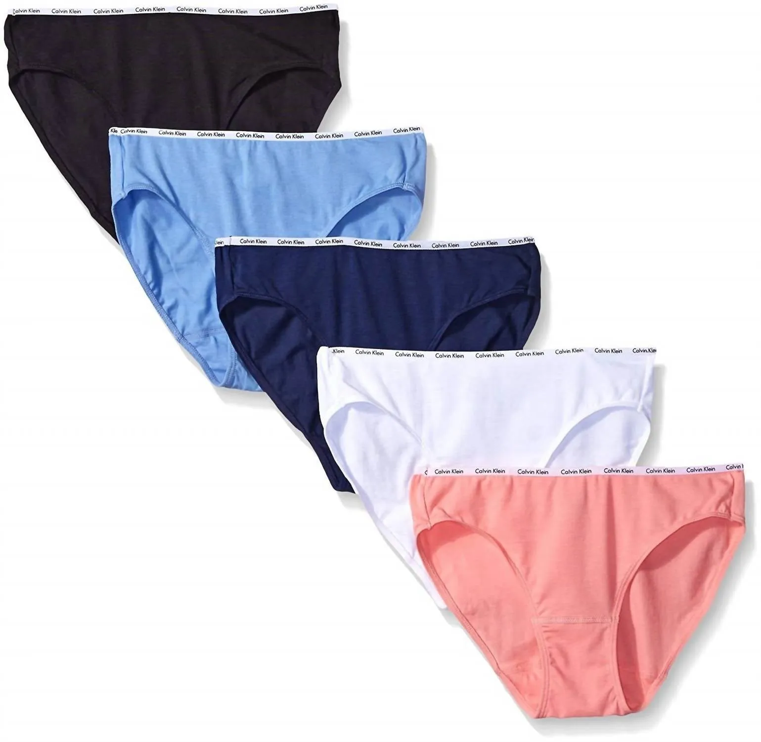 Women's 5 Cotton Stretch Logo Bikinis In Black/white/genie/tender/coastal