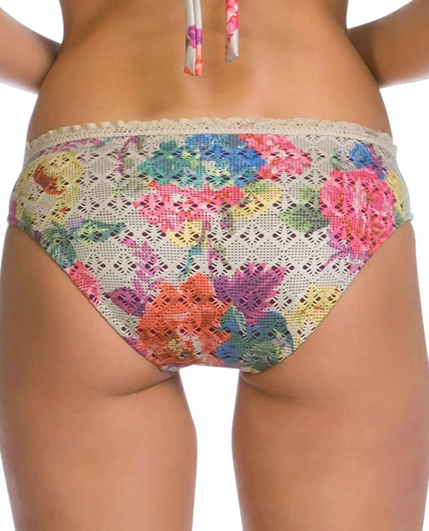 Women's Crochet Scallop American Hipster Bikini Bottom In English Garden