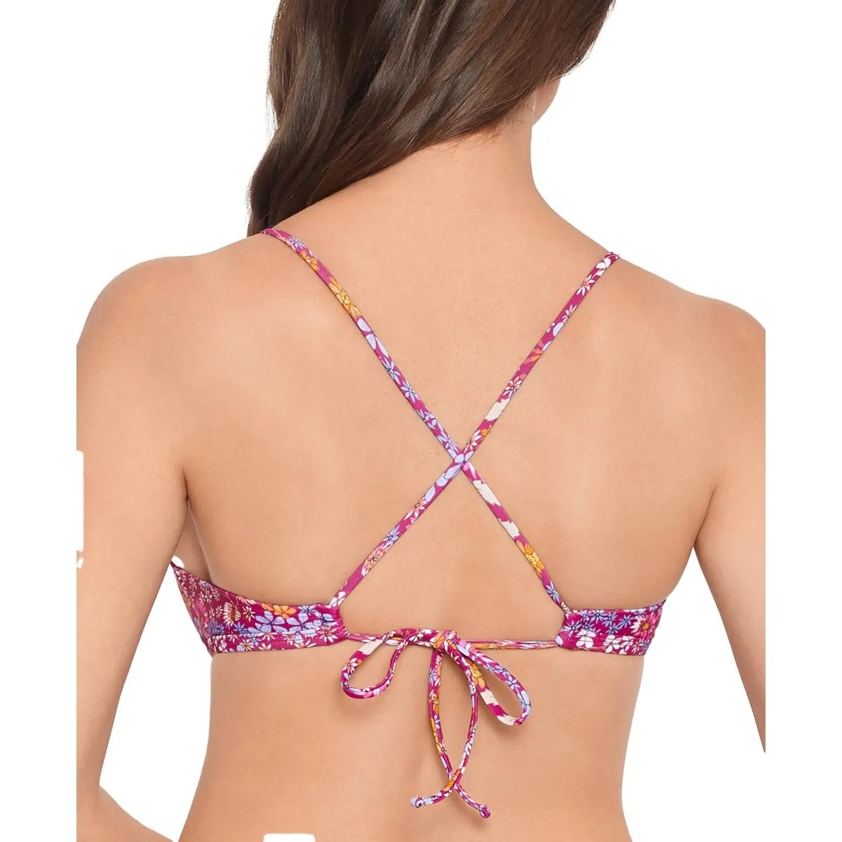 Womens Floral Print Nylon Bikini Swim top