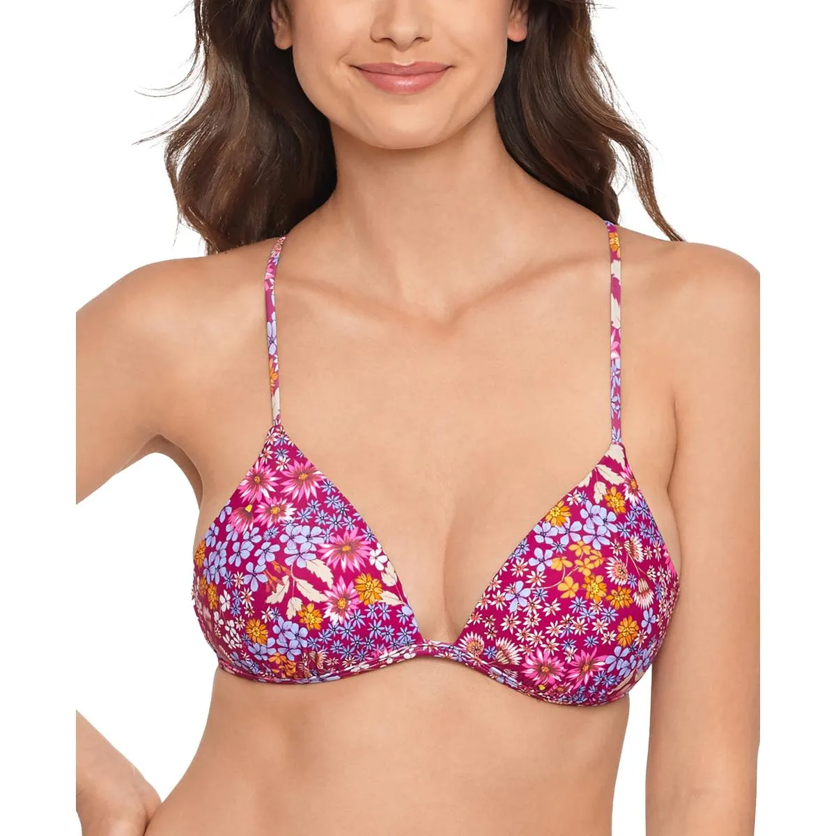 Womens Floral Print Nylon Bikini Swim top
