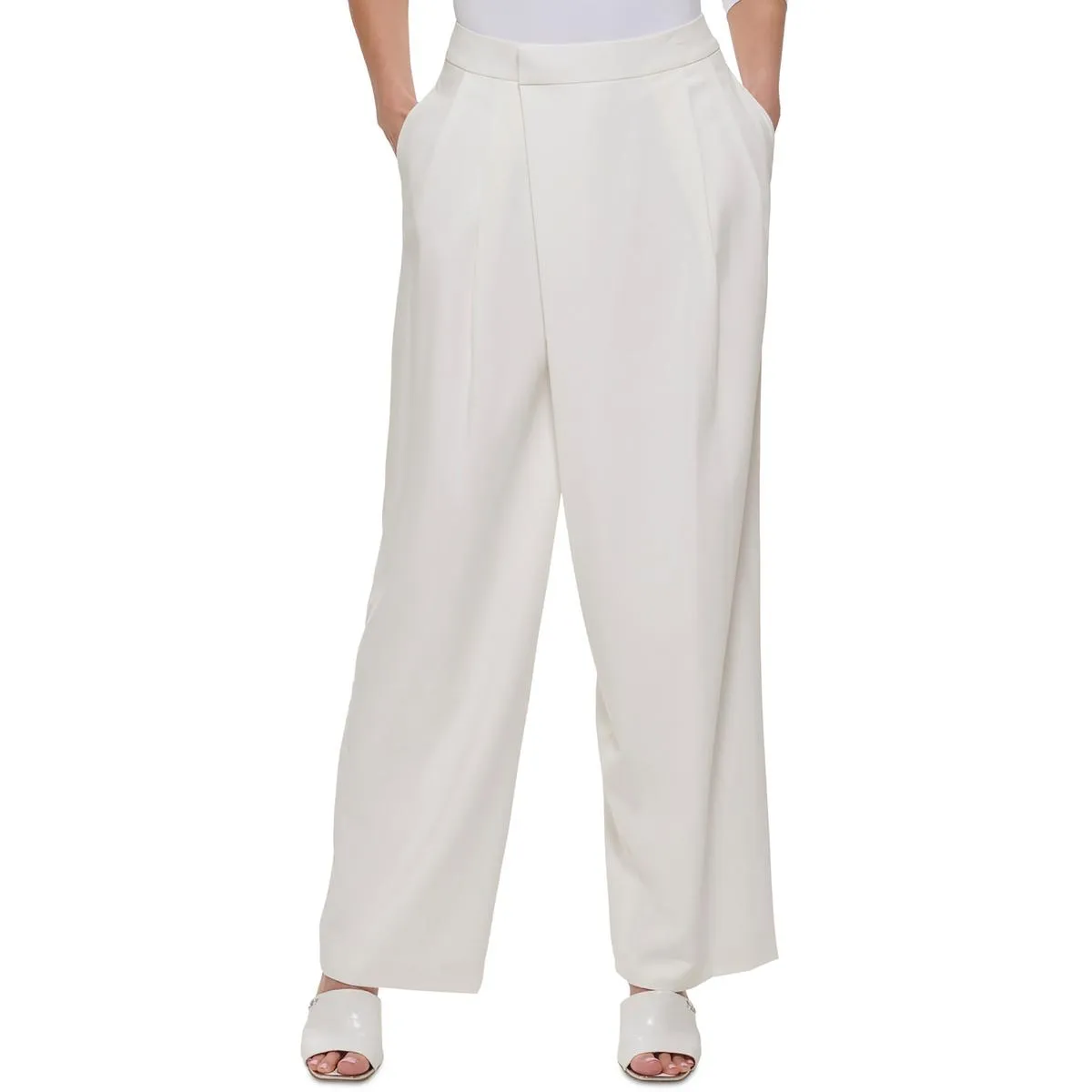 Womens Pleated High Rise Dress Pants