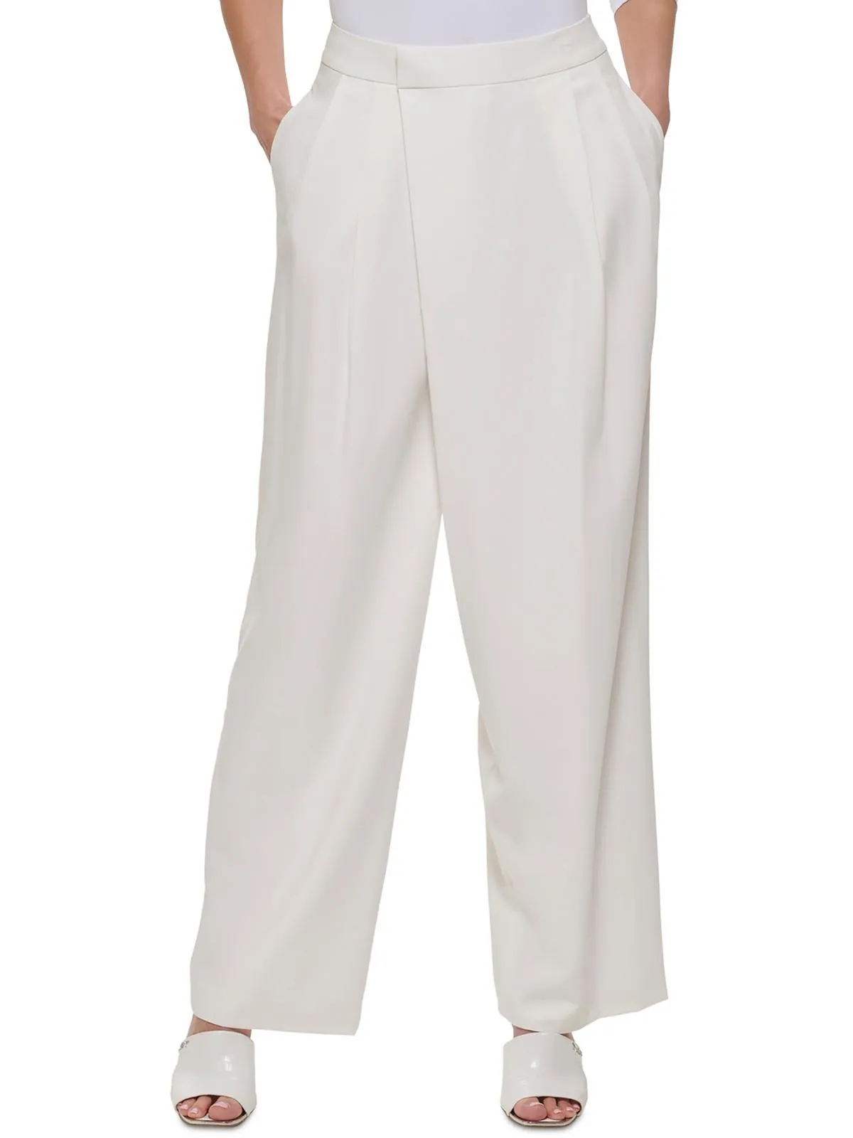 Womens Pleated High Rise Dress Pants