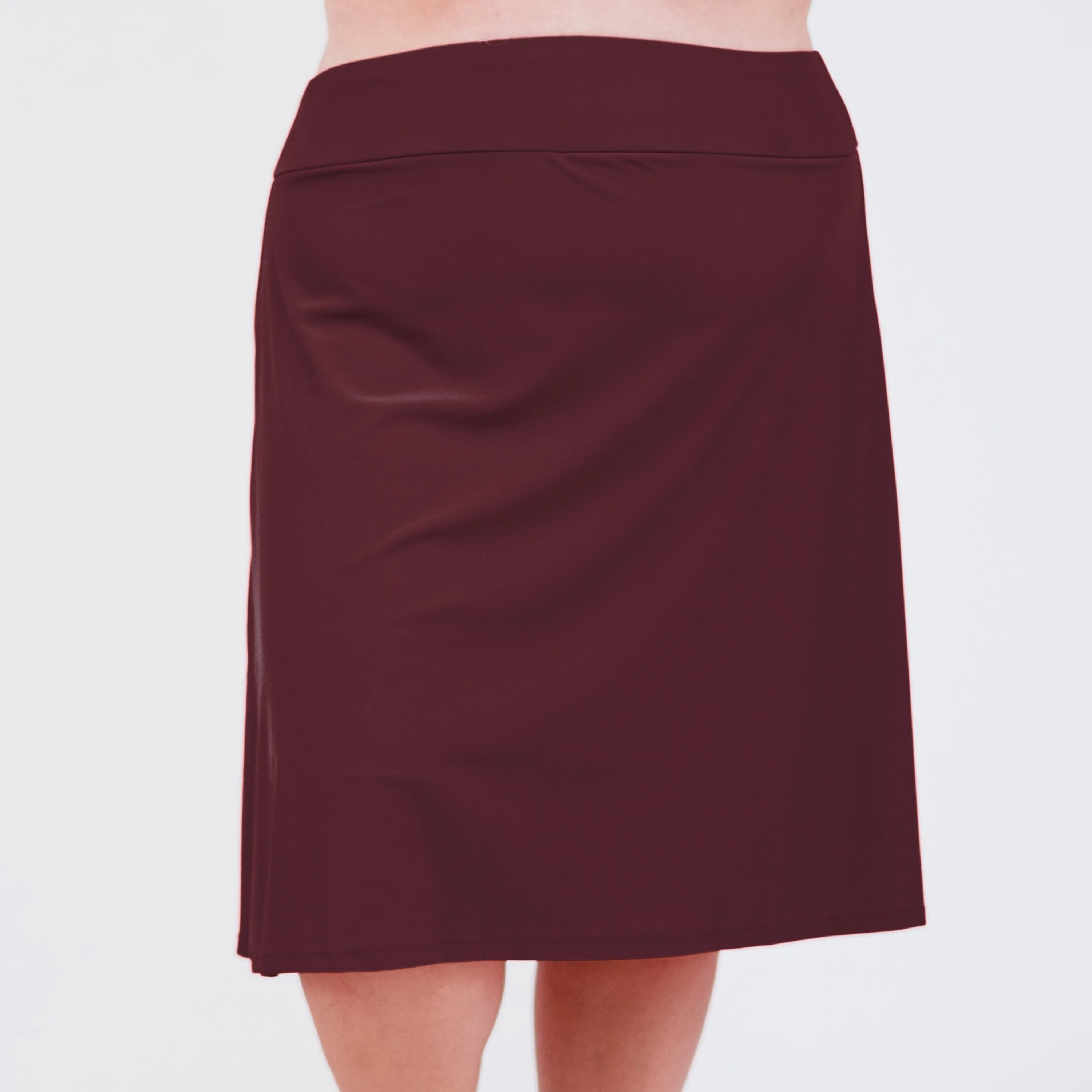 Women's Plus Below The Knee Swim Skirt With Capri Leggings