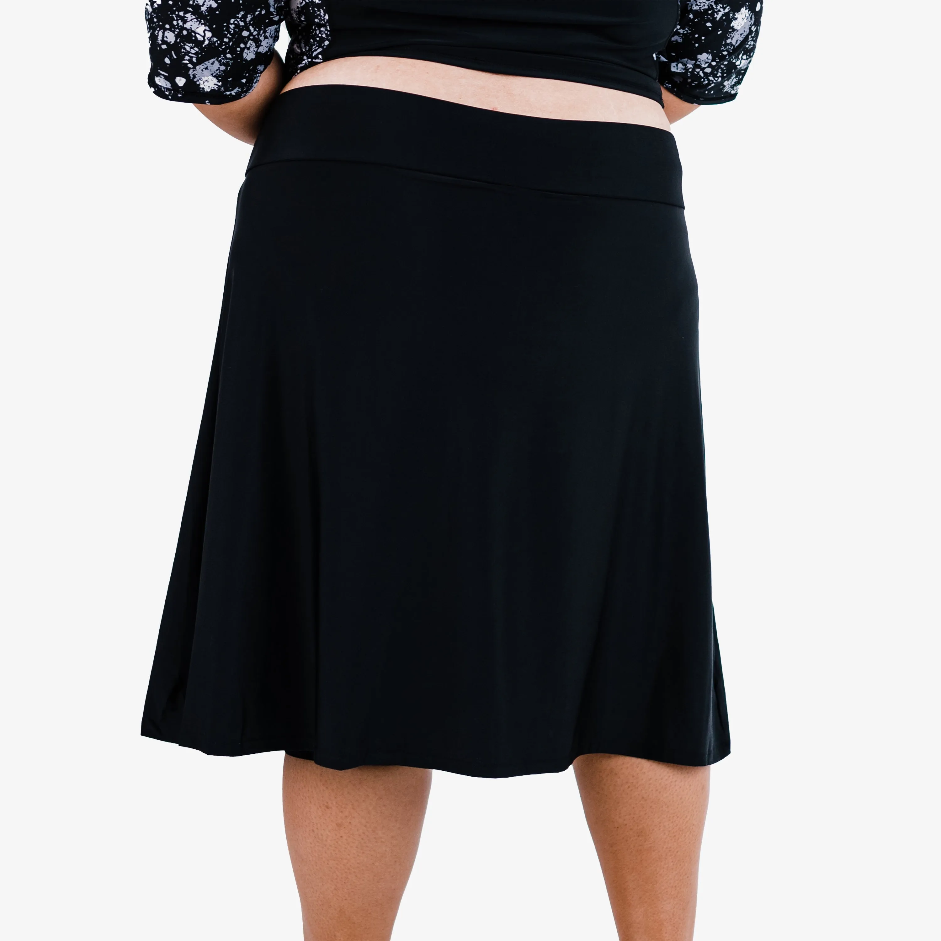 Women's Plus Below The Knee Swim Skirt With Capri Leggings