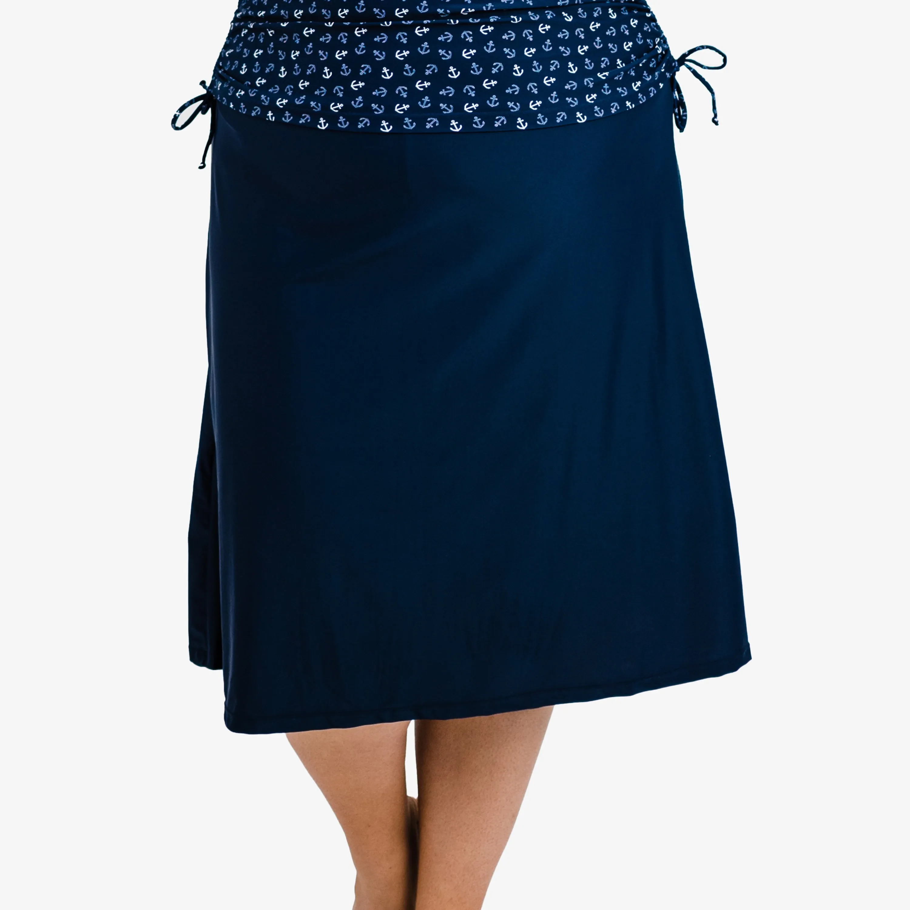 Women's Plus Below The Knee Swim Skirt With Capri Leggings