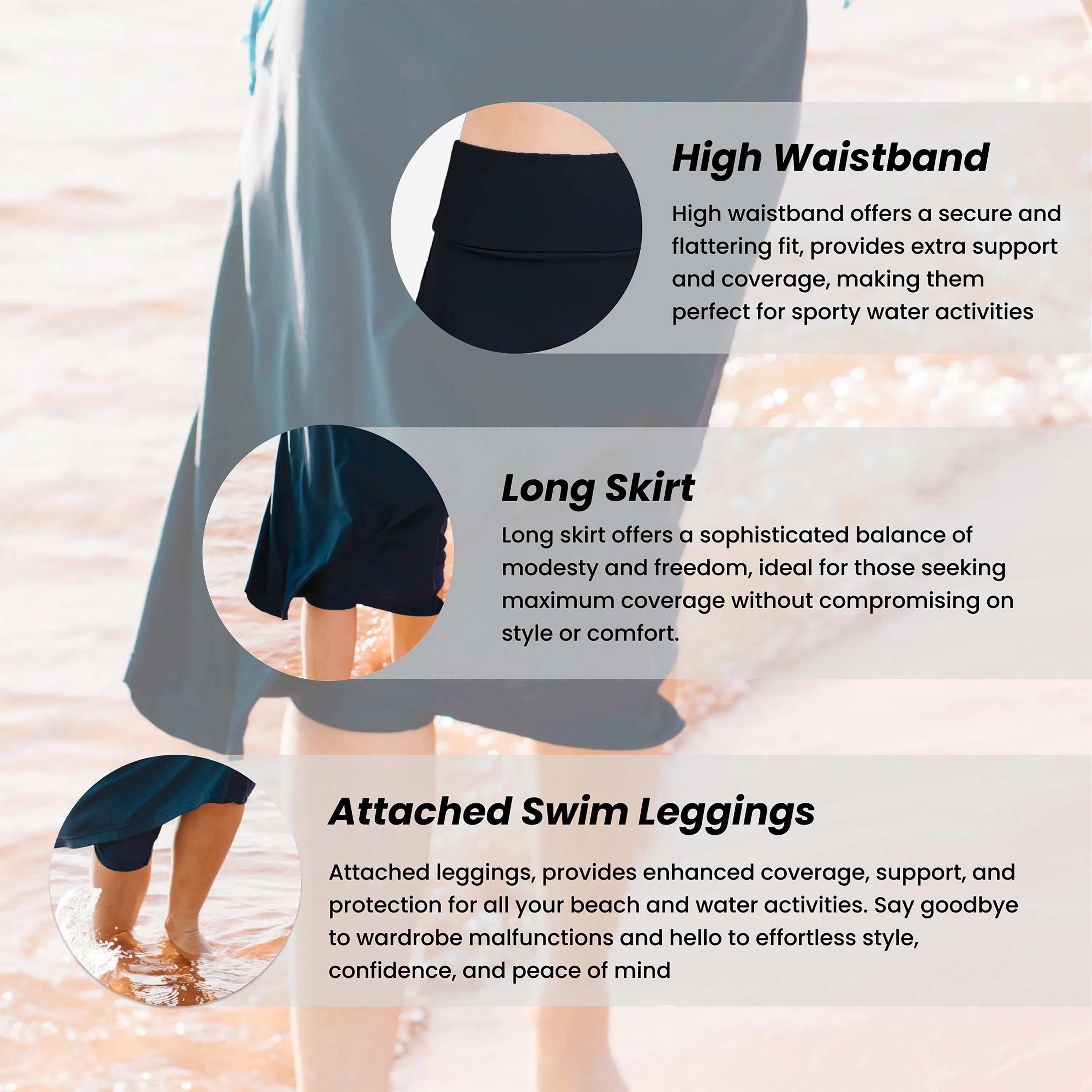Women's Plus Below The Knee Swim Skirt With Capri Leggings