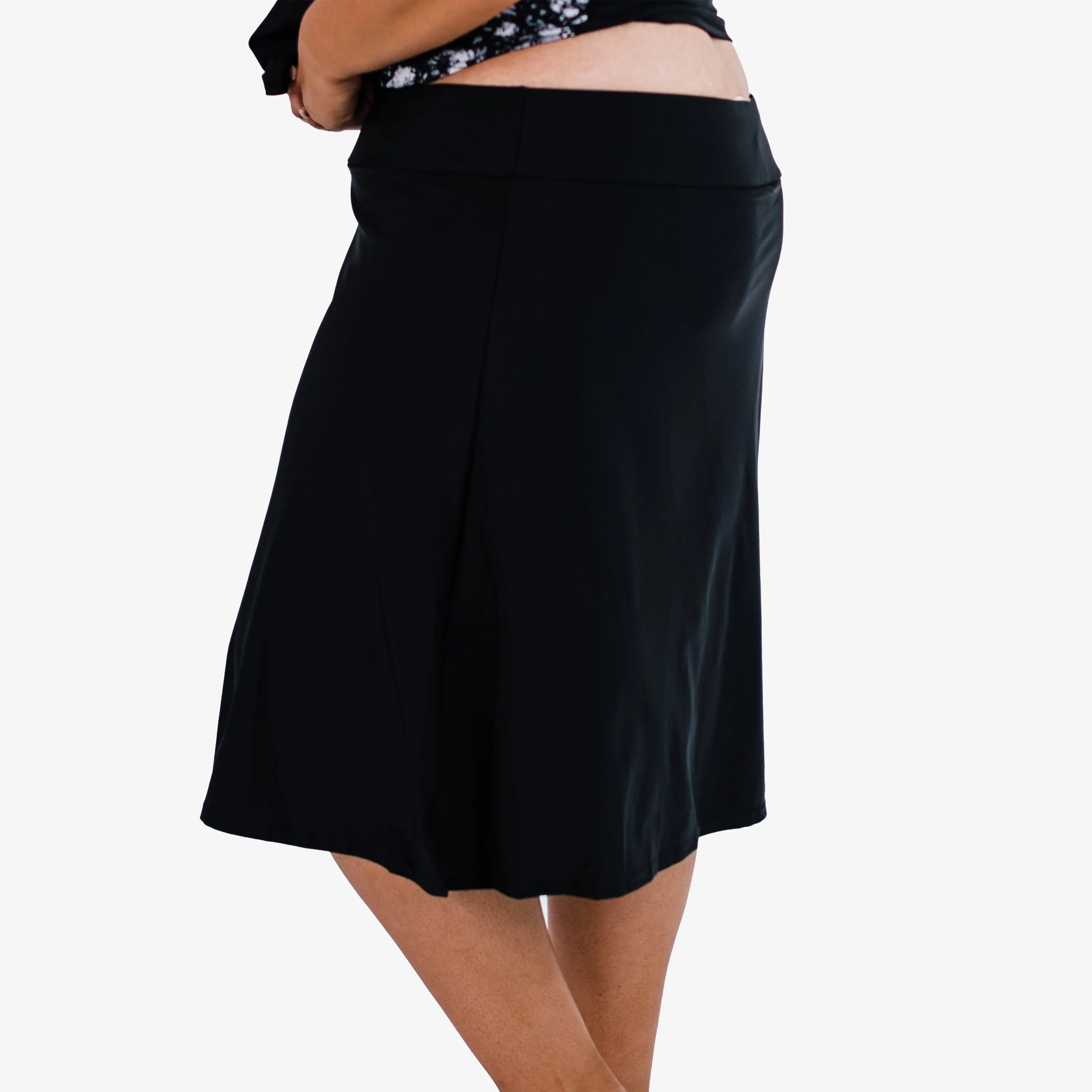 Women's Plus Below The Knee Swim Skirt With Capri Leggings