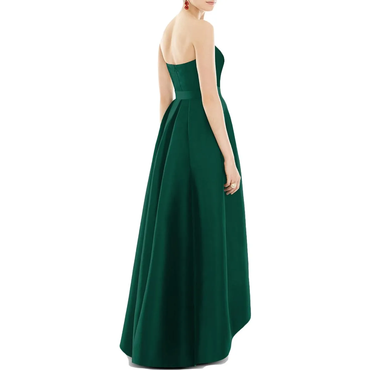 Womens Satin Hi-Low Evening Dress
